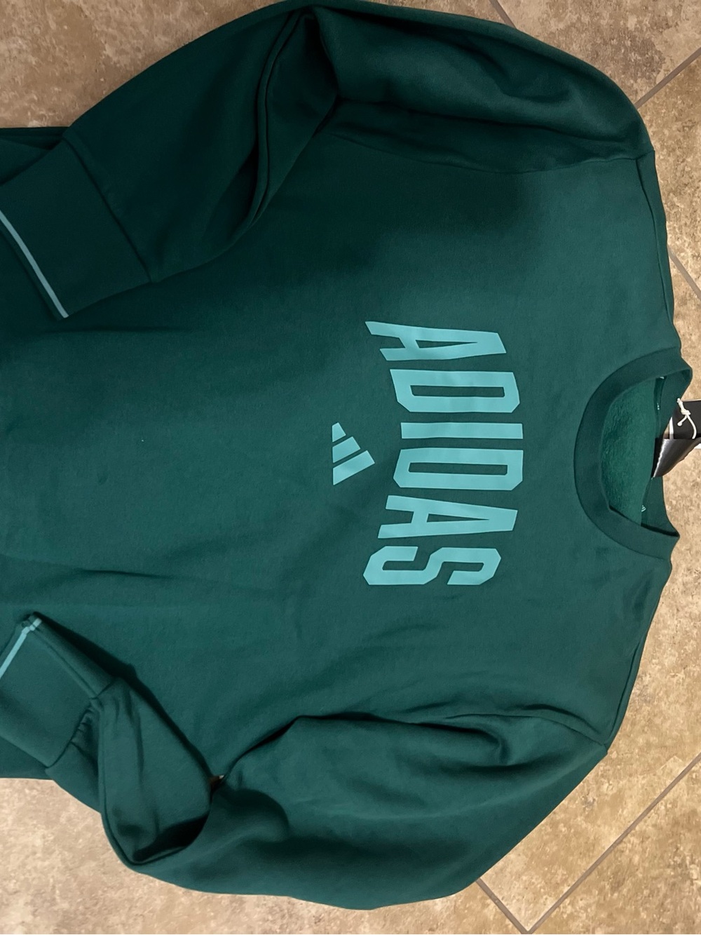 adidas Men's Crewneck Sweatshirt in Forest Green with Teal Logo